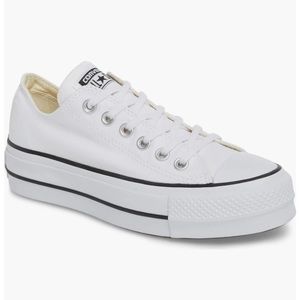 White low top platform converse